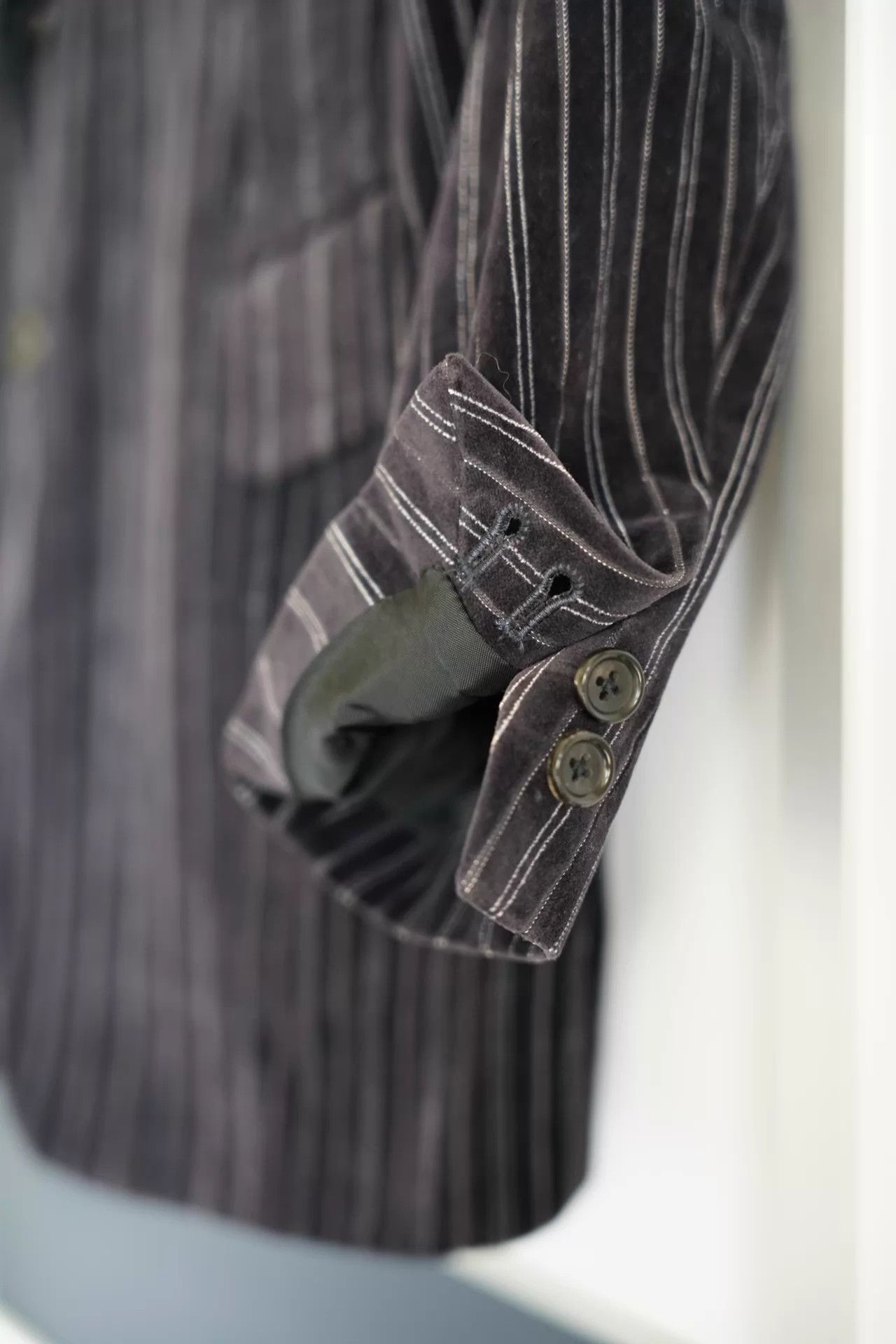 Yohji Yamamoto Yohji Yamamoto 05AW Purple Striped Velvet Blazer Size US XL / EU 56 / 4 - 4 Thumbnail