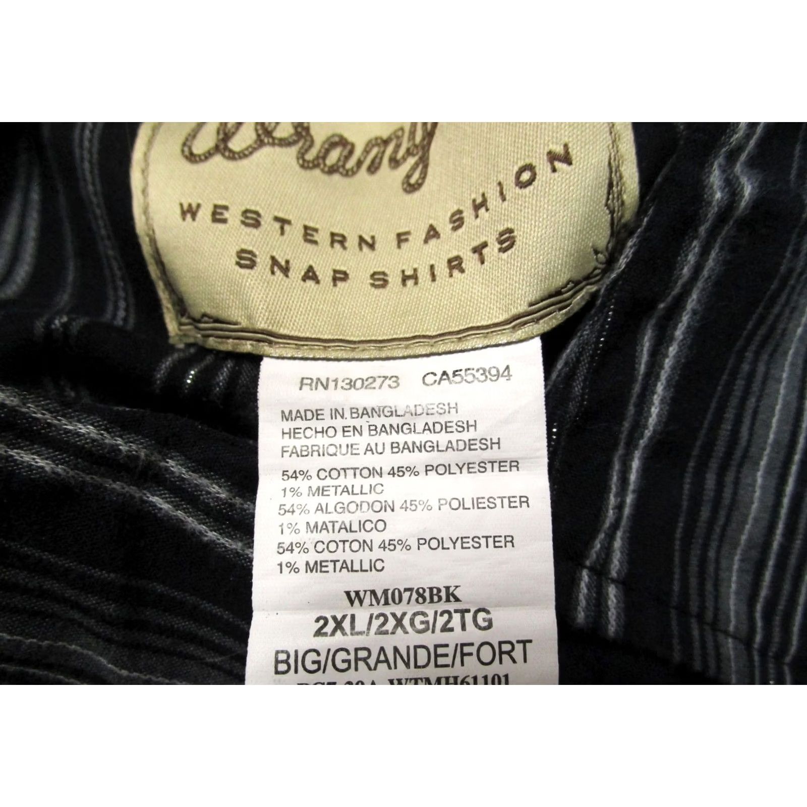 Wrangler Wrangler Shirt Men 2XL Black Striped Long Sleeve Pearl Snap Western Casual Size US XXL / EU 58 / 5 - 7 Thumbnail