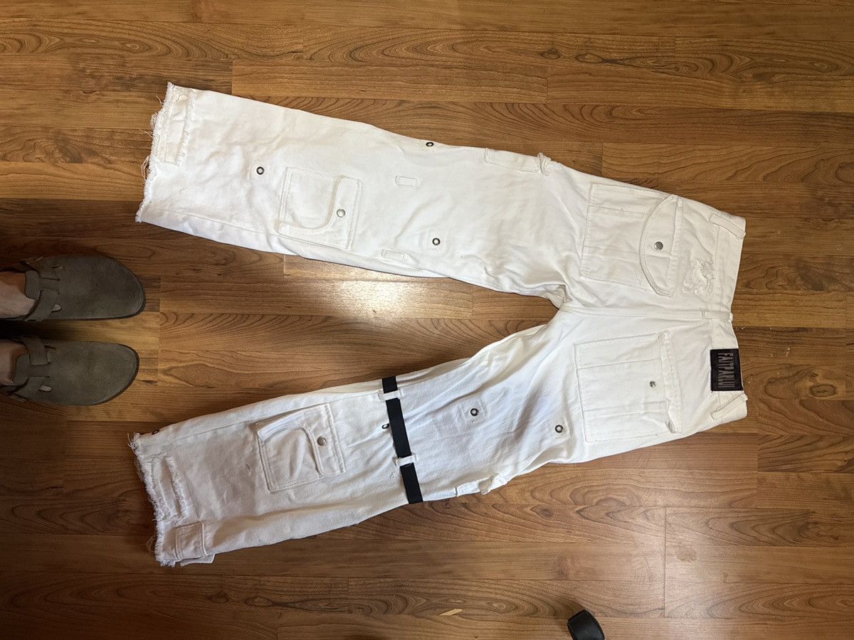 Vintage White Denim Cargo Pants Size US 30 / EU 46 - 2 Thumbnail