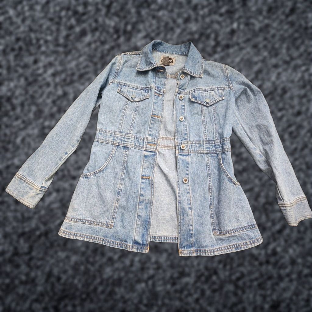 Levi's VINTAGE Levi's Womens S Blue Denim Trucker Long Jacket Silver Tab 90s Size 28" / US 6 / IT 42 - 1 Thumbnail