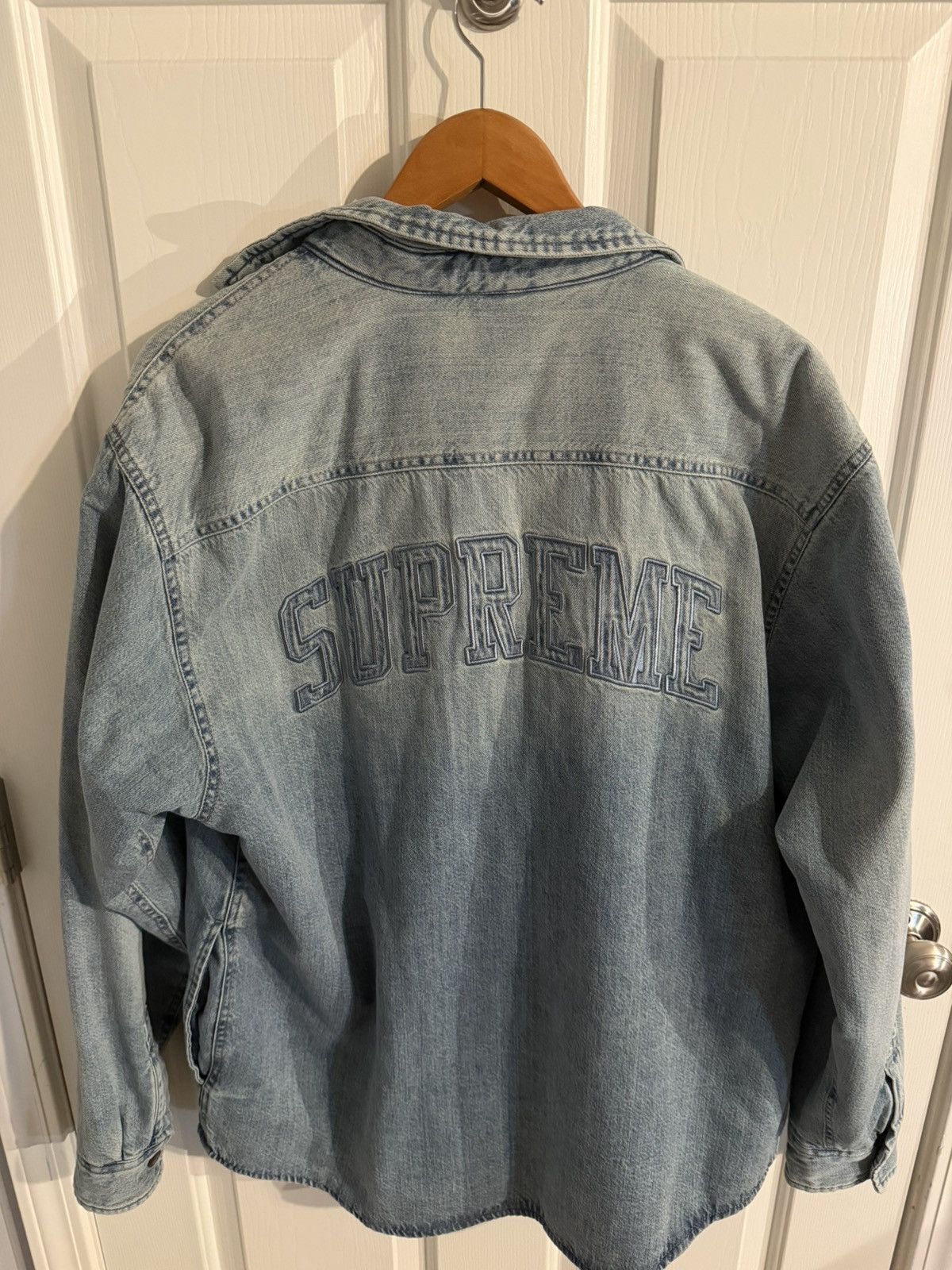 Supreme Supreme Faux Shearling Lined Work Shirt - Washed Indigo Size US M / EU 48-50 / 2 - 3 Thumbnail