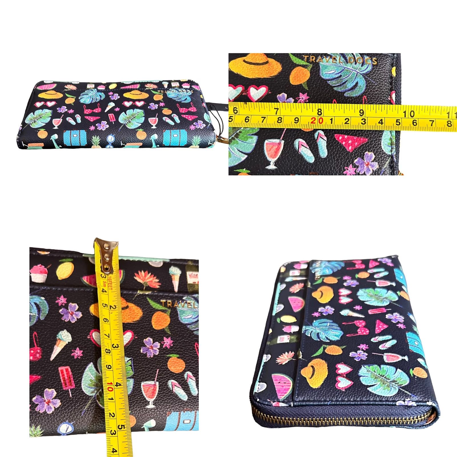Vintage Love & Lore Travel Documents Foldover Wallet Tropical Vacation Print Women’s NWT Wristlet Credit Card Folding Blue Geometric Tropic Theme Women Size ONE SIZE - 8 Thumbnail