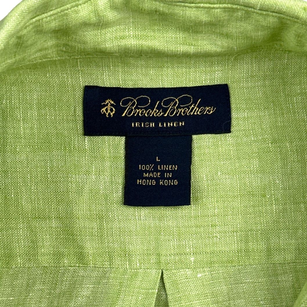 Brooks Brothers VINTAGE Brooks Brothers Shirt Adult LARGE Green Irish Linen Button-Down 90s Size US L / EU 52-54 / 3 - 4 Thumbnail