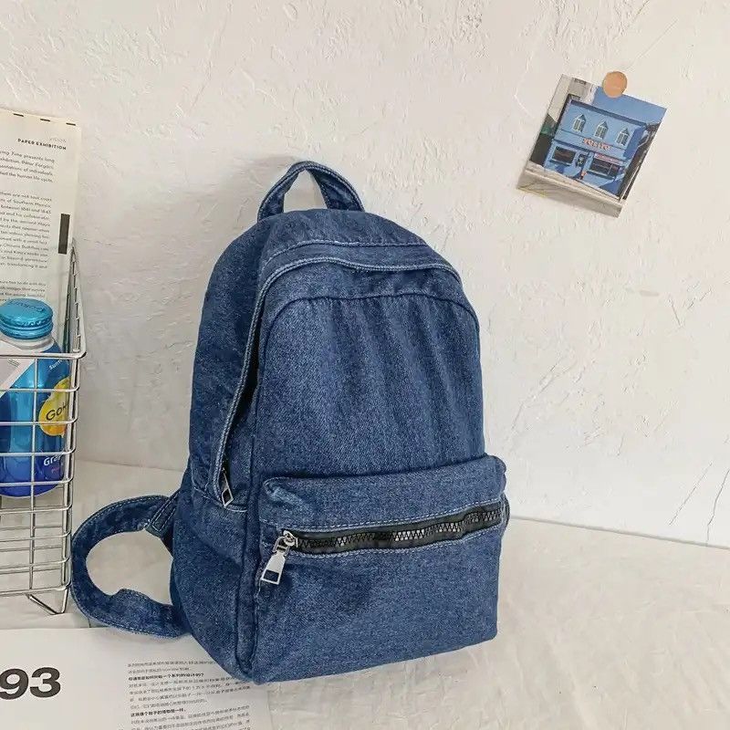 Japanese Brand Sewing Thread Zippered Denim Backpack Size ONE SIZE - 3 Thumbnail