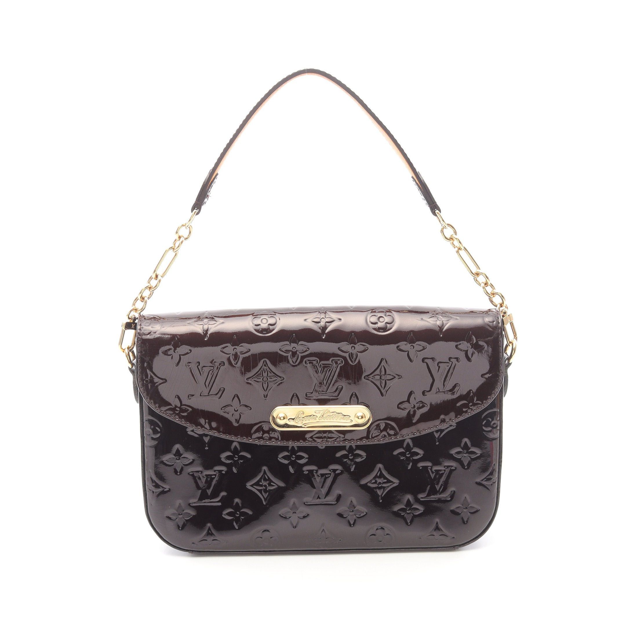 Louis Vuitton Rodeo Drive Monogram Vernis Amarante Chain Shoulder Bag Leather Bordeaux