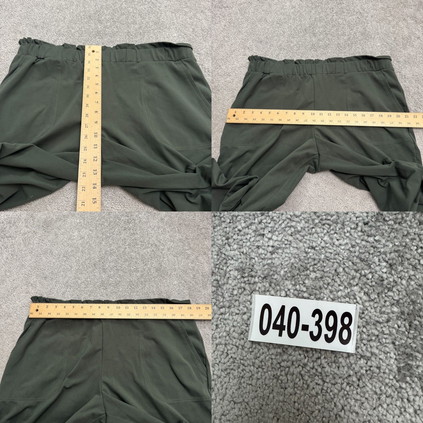 Joie Joie Wide-Leg Pants Womens XL Olive Green Elastic Waist 36x29.5 Casual Travel Pockets Dress Pants Modern 90s Theme, Regular Fit Mens Womens Girls Boys Size 40" / US 18 - 9 Thumbnail