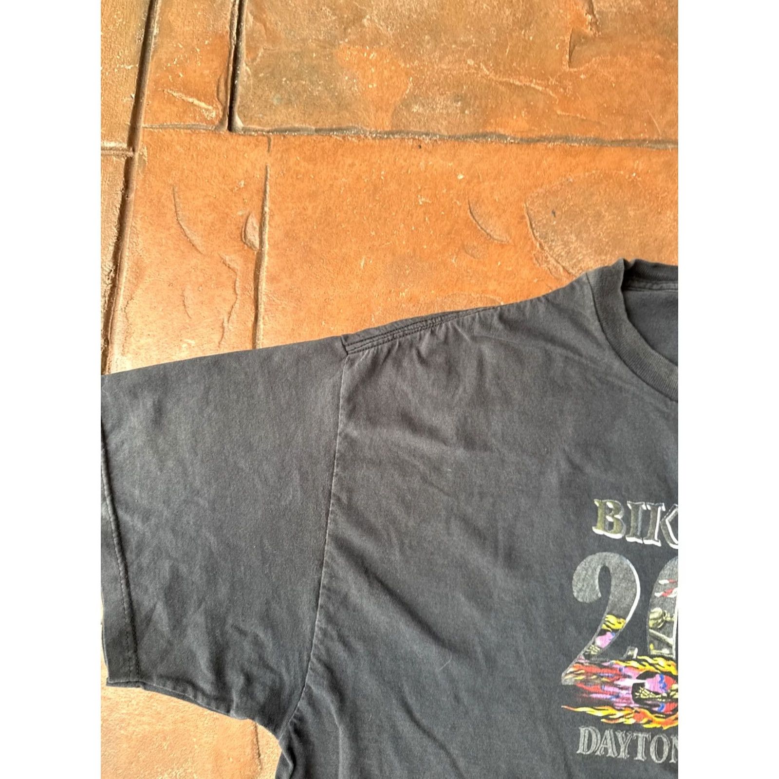 Delta VINTAGE Delta T-Shirt XL Black Skeleton Skull Flame 90s Biker Motorcycle Rock USA Shirt Mens Size US XL / EU 56 / 4 - 6 Thumbnail