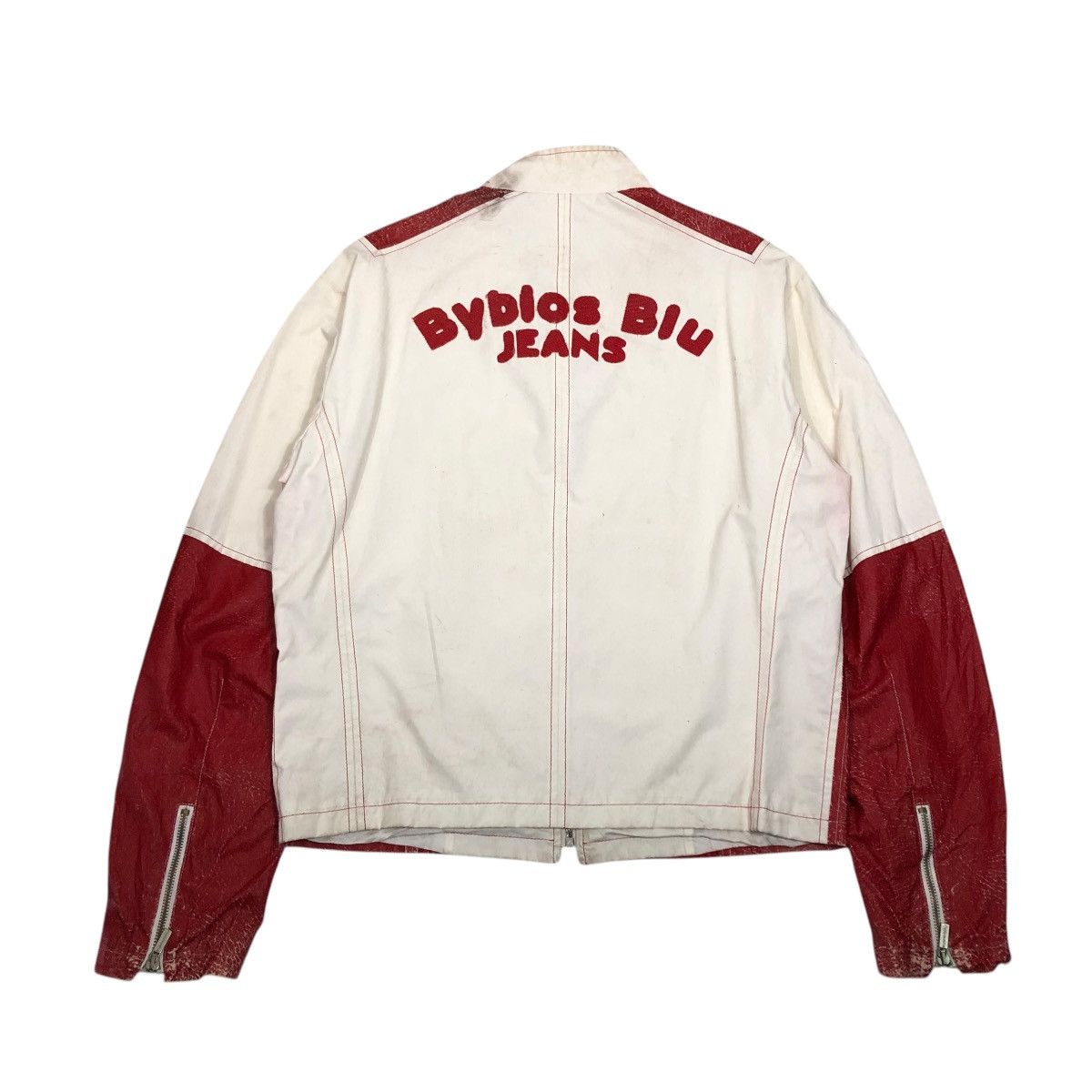 Vintage 🔥VINTAGE BIKER JACKET BYBLOS BLU ITALY LAMPO ZIPPER Size US M / EU 48-50 / 2 - 2 Thumbnail