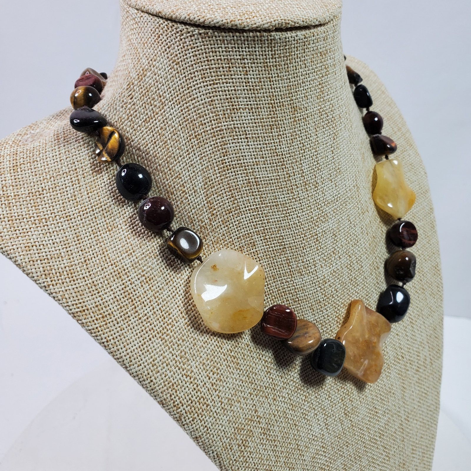 The Unbranded Brand Vintage Healer Quartz & Tiger Eye Necklace 18" Hand Knotted Size ONE SIZE - 2 Thumbnail