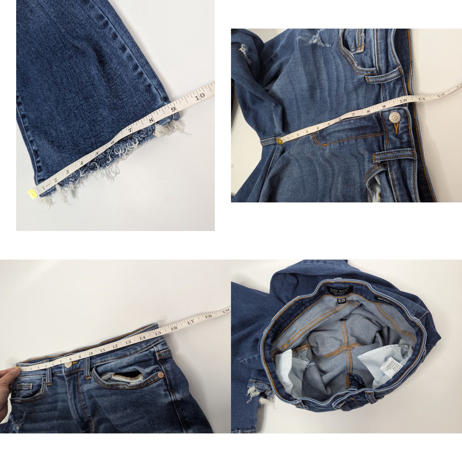 Vintage VINTAGE Judy Blue Dad Jeans Womens 29 Distressed Ripped Frayed Hem Denim Mood: Casual Blue Size 29" - 8 Thumbnail