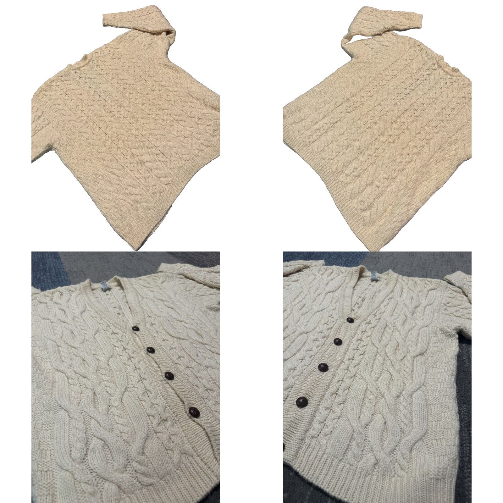 Vintage VINTAGE L.L. Bean Cardigan Wool Ivory Ireland Large L Fisherman Mens Sweater Chunky Knit Cable-V-Neck Size US L / EU 52-54 / 3 - 8 Thumbnail