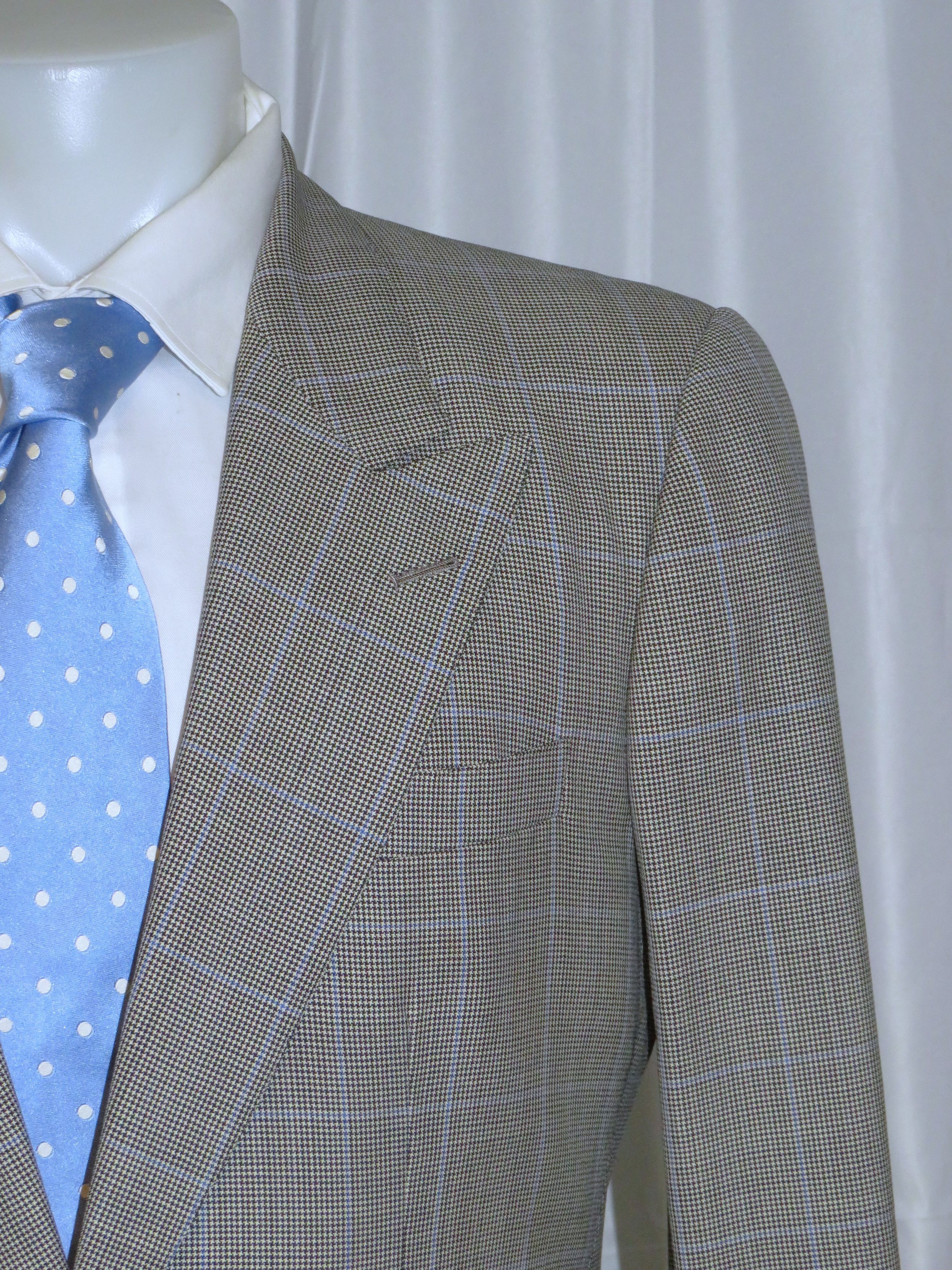 Alan Flusser Gray Houndstooth Overplaid Two Button Suit 40R Size 40L - 5 Thumbnail