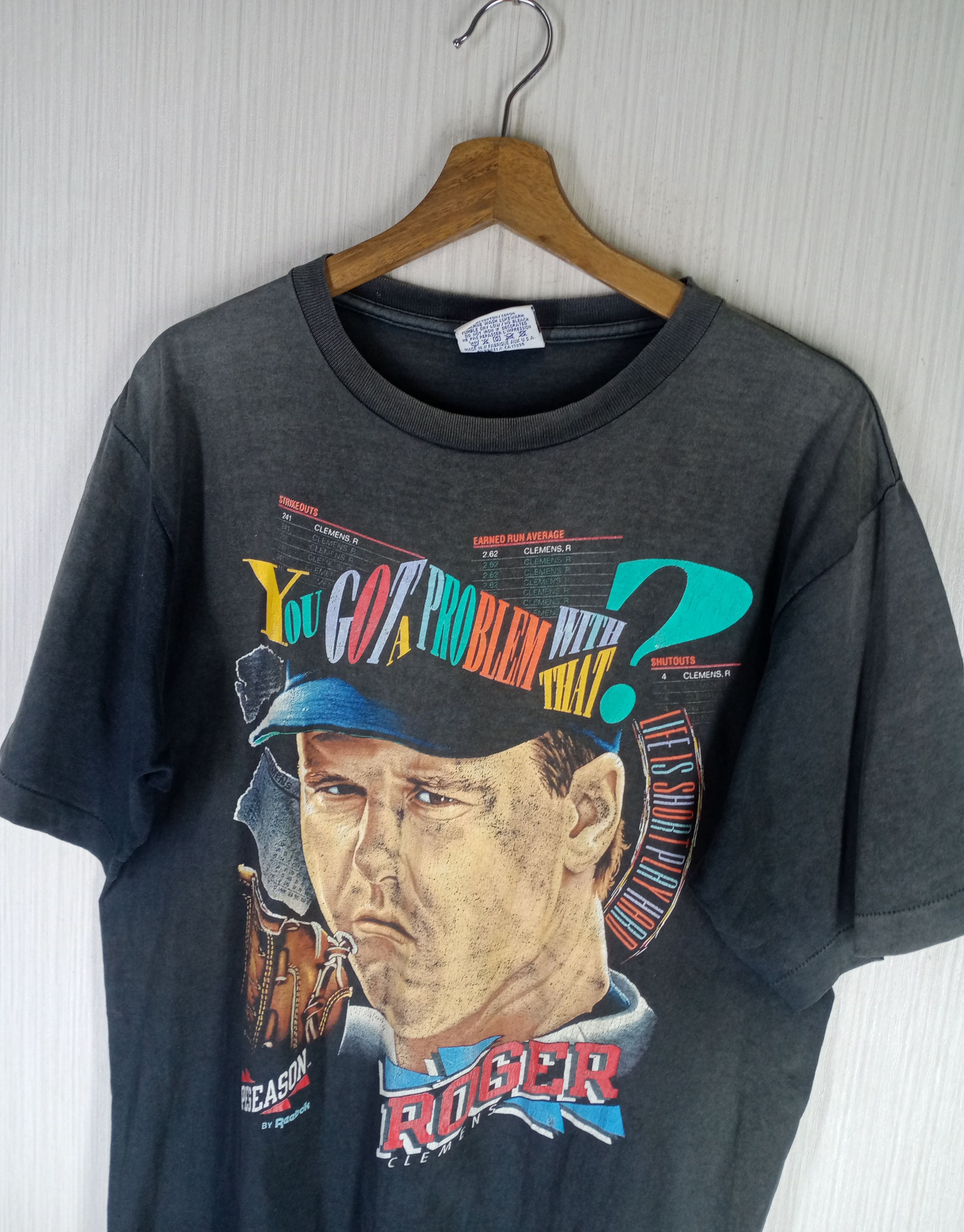 MLB × New York Yankees × Reebok Rare Vintage Distressed Roger Clemens Tshirt Size US L / EU 52-54 / 3 - 7 Thumbnail