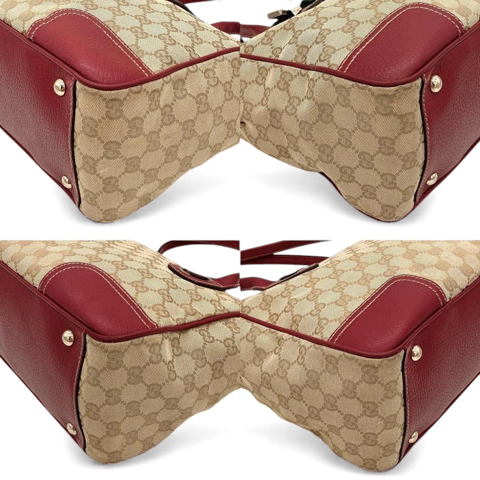 Gucci Gucci - Beige Burgundy GG Canvas Tote Bag Size ONE SIZE - 6 Thumbnail