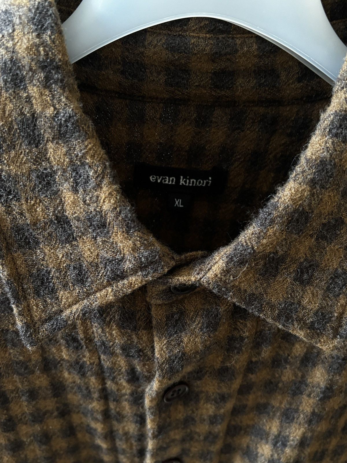 Evan Kinori Wool gauze check big shirt, XL Size US XL / EU 56 / 4 - 4 Thumbnail