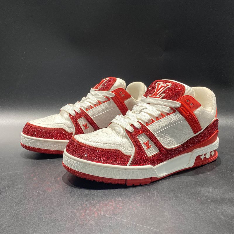 Louis Vuitton Louis Vuitton Red Low-Top Crystal Sneakers 0079 Size US 7.5 / EU 40-41 - 1 Thumbnail