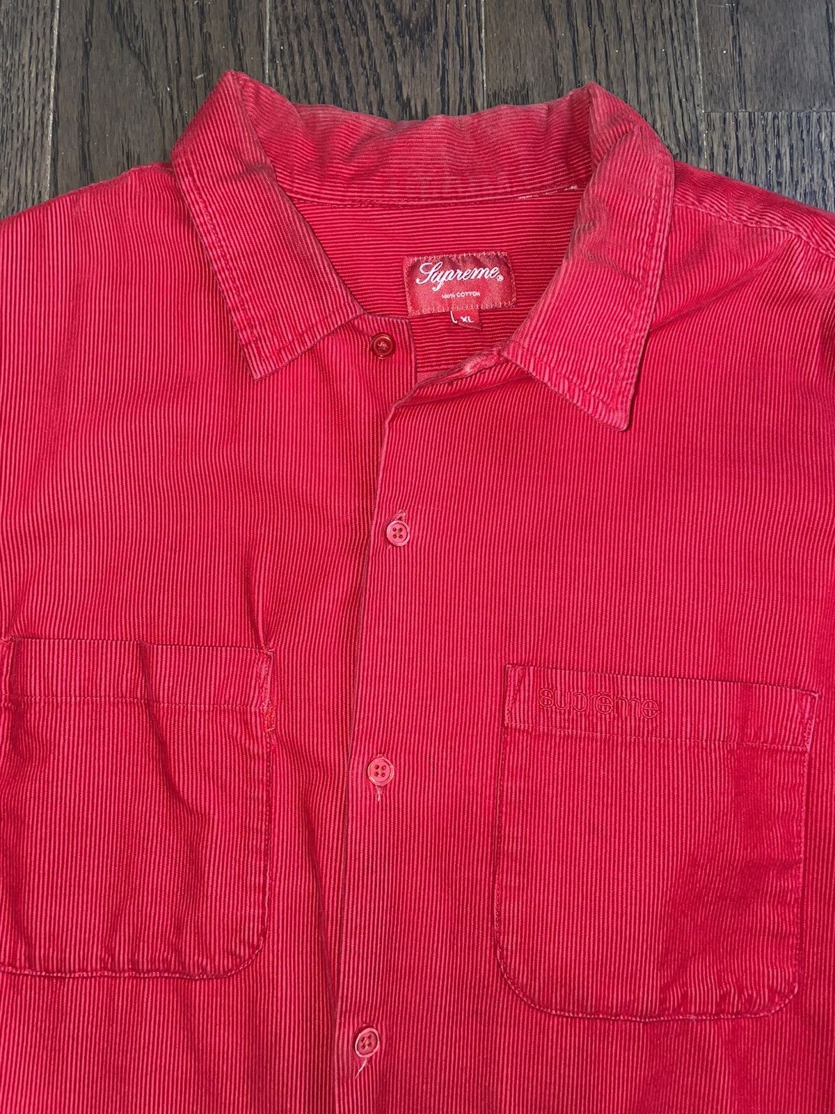 image of Supreme Corduroy Button-Up Red, Men's (Size XL)