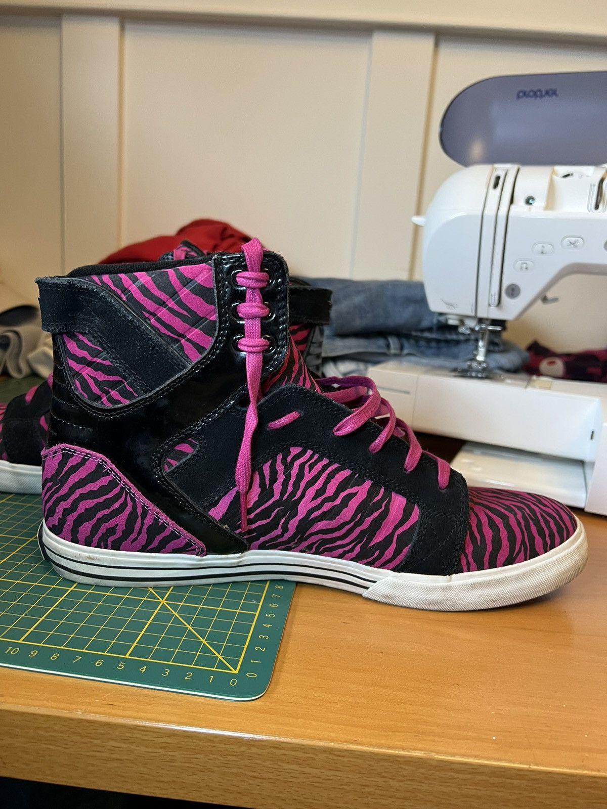 Supra Vintage Supra Muska Skytop Black Magenta Zebra Striped shoes Size US 13 / EU 46 - 5 Thumbnail