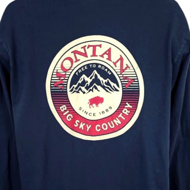 Vintage Montana T Shirt Mens L Blue Big Sky Country Free To Roam Destination Nike Size US L / EU 52-54 / 3 - 2 Thumbnail