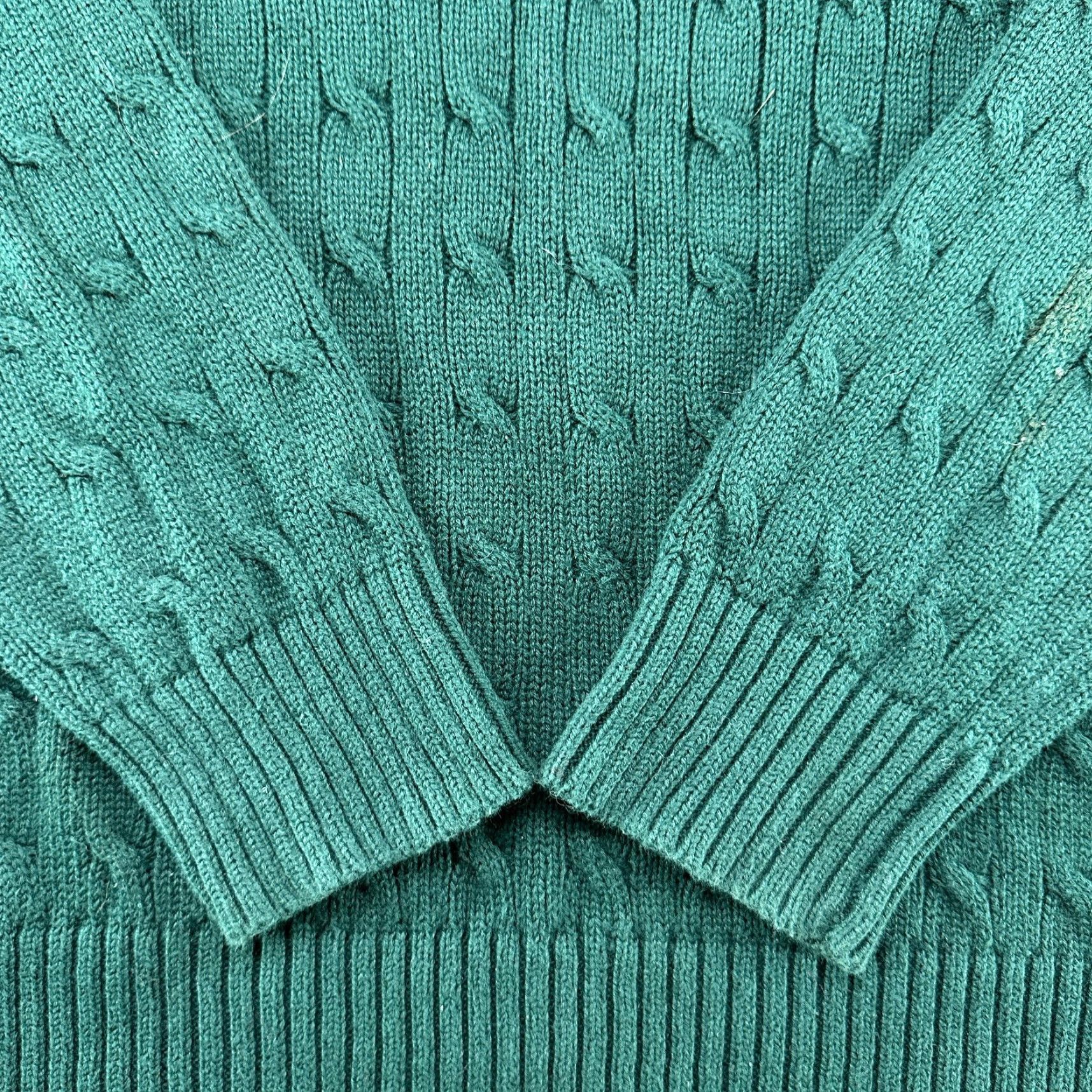 Polo Ralph Lauren VINTAGE Ralph Lauren Sport Sweater Women XL Green Crew Neck Cable Knit Pony 90s Size XL / US 12-14 / IT 48-50 - 3 Thumbnail