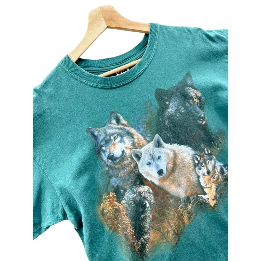 Anvil × Vintage 1990's Wolf Family Lineage Animal Nature Graphic Tee Size US XL / EU 56 / 4 - 4 Thumbnail
