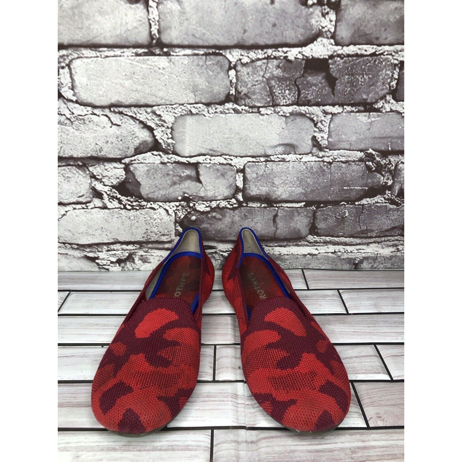 Other Rothy’s Red Camo Fabric Knit Round Toe Slip On Flats Shoes W Size US 4.5 / IT 34.5 - 2 Thumbnail