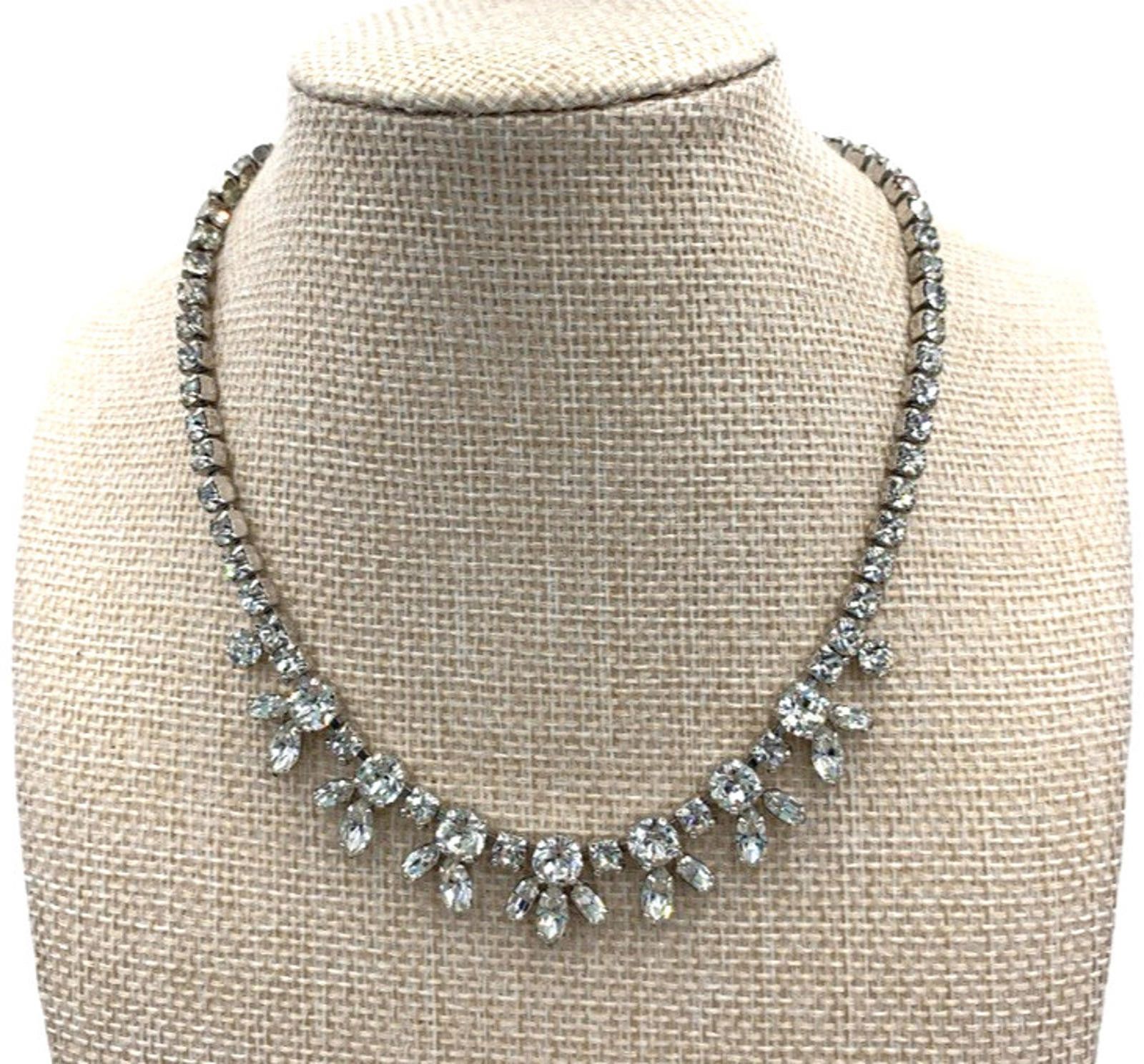 Other Sherman Clear Rhinestone Rhodium Plated Statement Necklace Size ONE SIZE - 2 Thumbnail