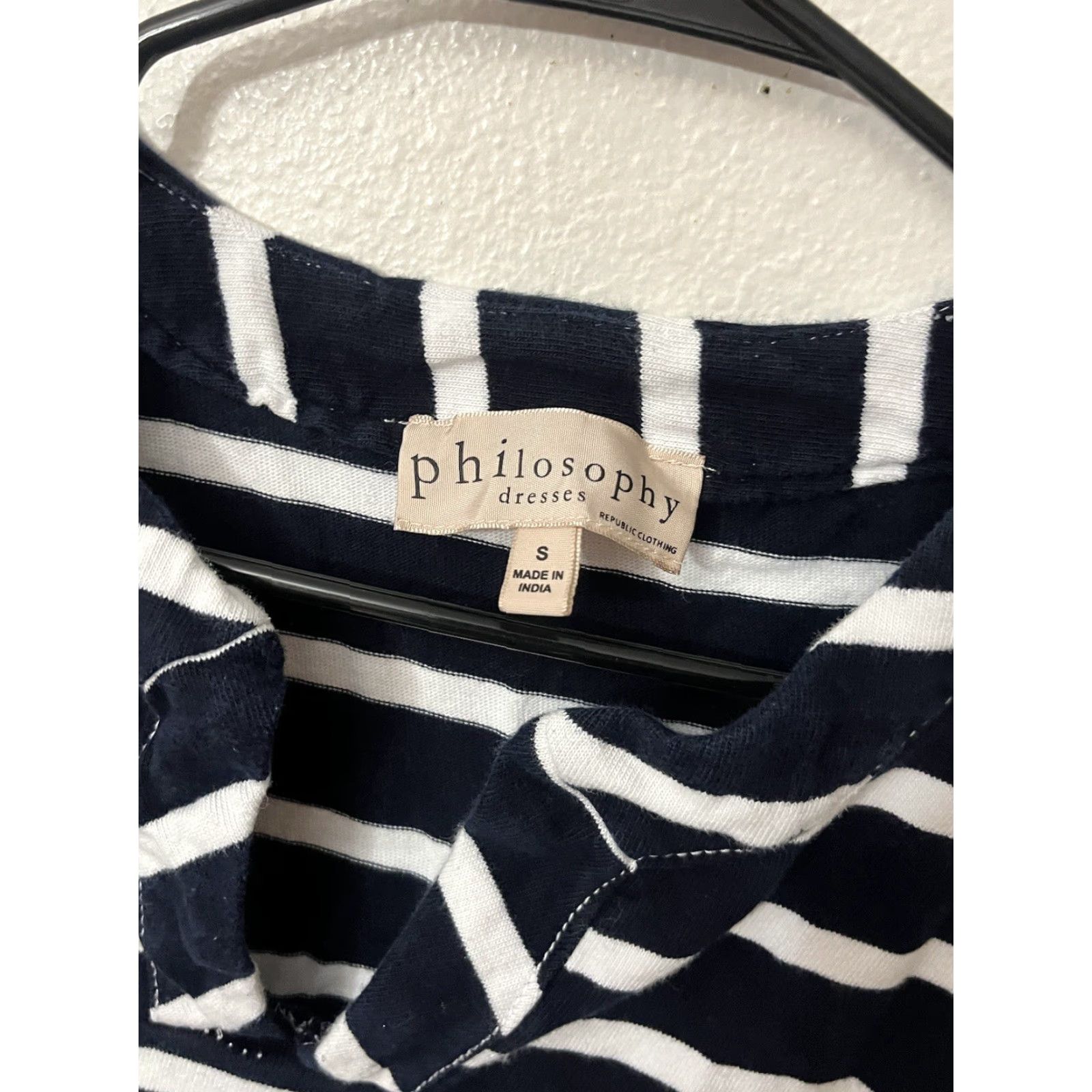 Vintage Philosophy Tank Dress Womens Small Black White Striped V-Neck Casual Preppy Size S / US 4 / IT 40 - 3 Thumbnail