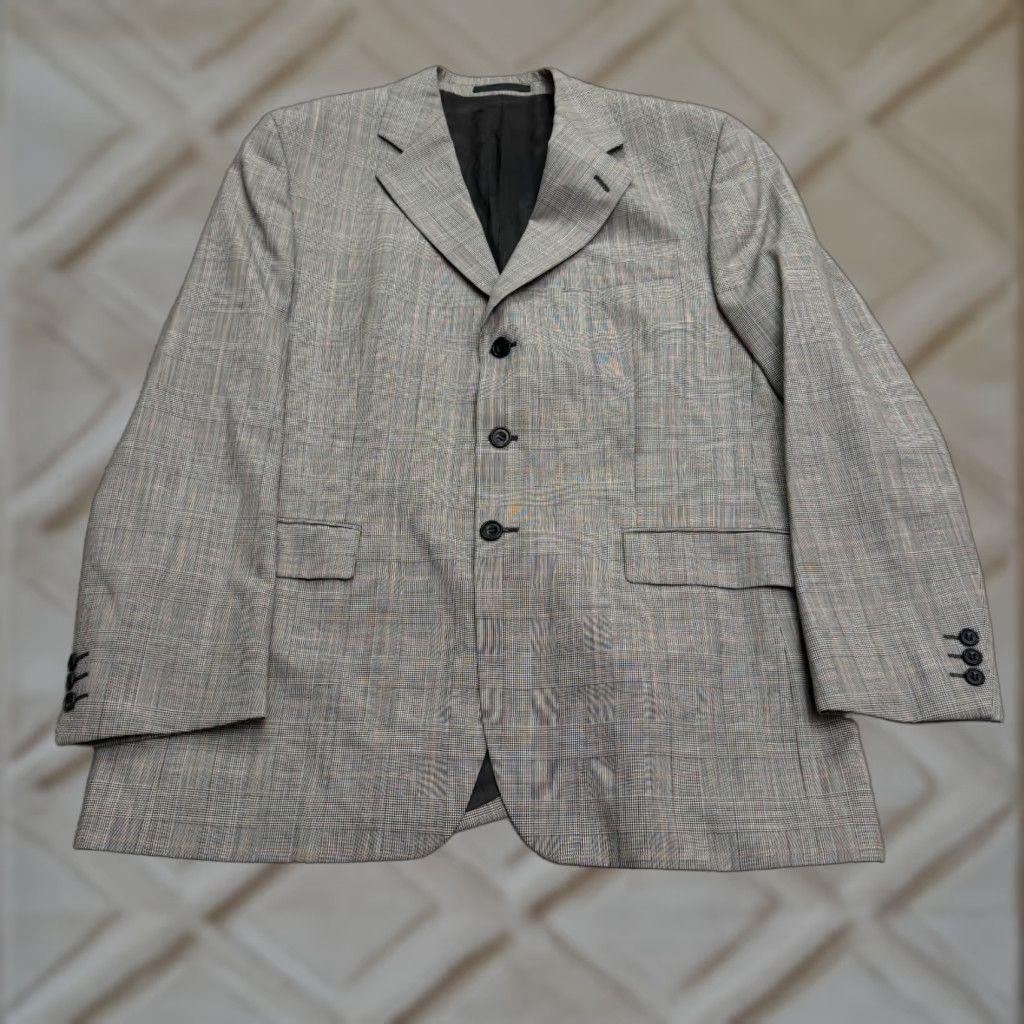 Vintage VINTAGE Alexandre Savile 2 Piece Suit Gray Plaid Wool Blazer Pants Mens 42R Size 42R - 1 Thumbnail