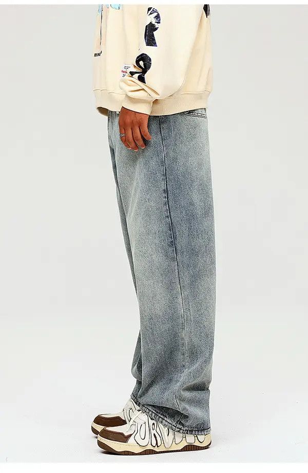 Japanese Brand Vintage washed distressed straight wide-leg casual jeans Size US 32 / EU 48 - 3 Thumbnail