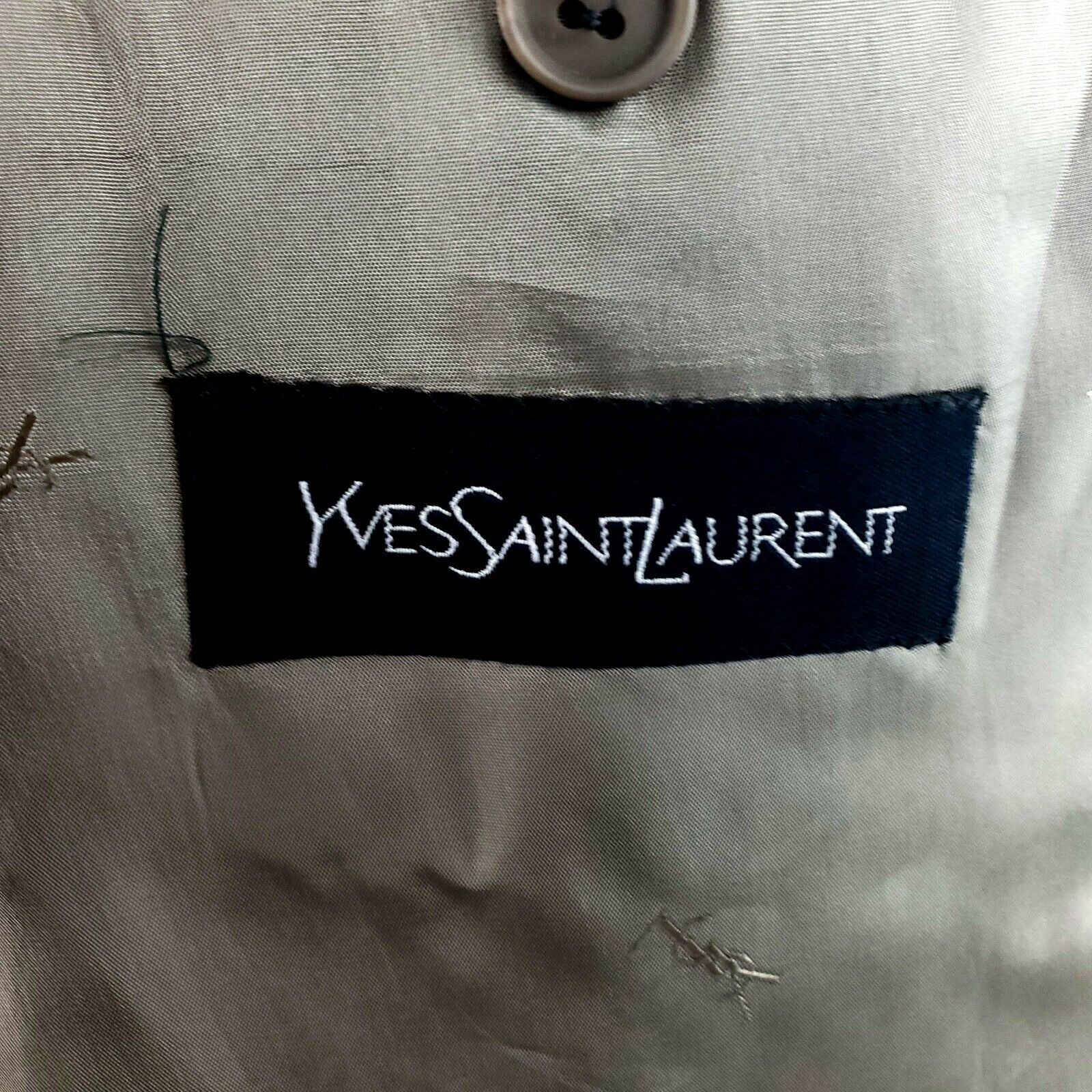 Yves Saint Laurent Yves Saint Laurent 44L 2 Button Sharkskin Check Wool Gray Bl Size 44L - 8 Thumbnail