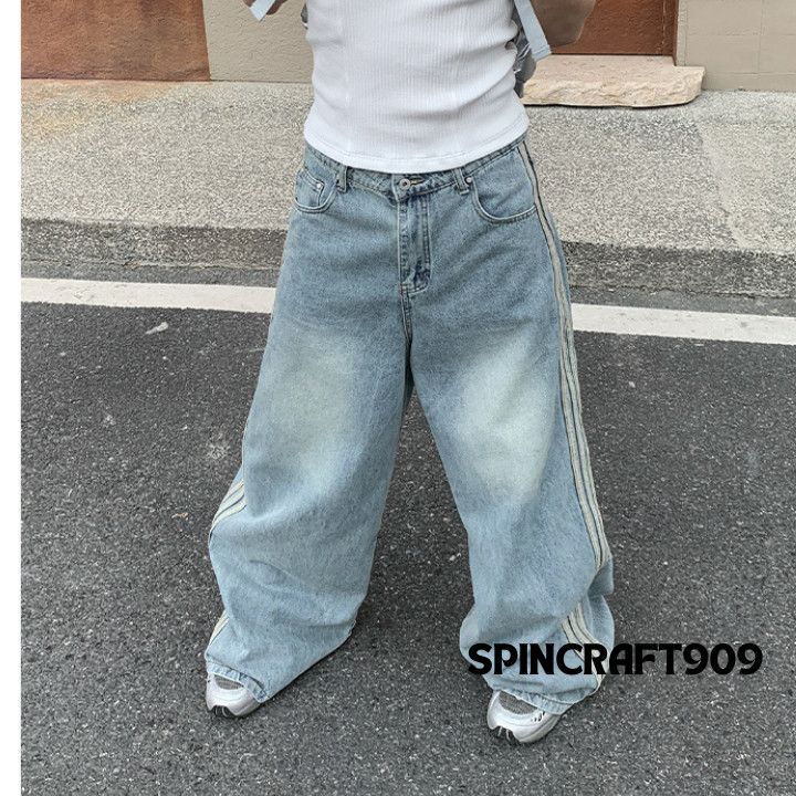 Jean Track Baggy Wide Leg Denim Jeans Size US 28 / EU 44 - 3 Thumbnail
