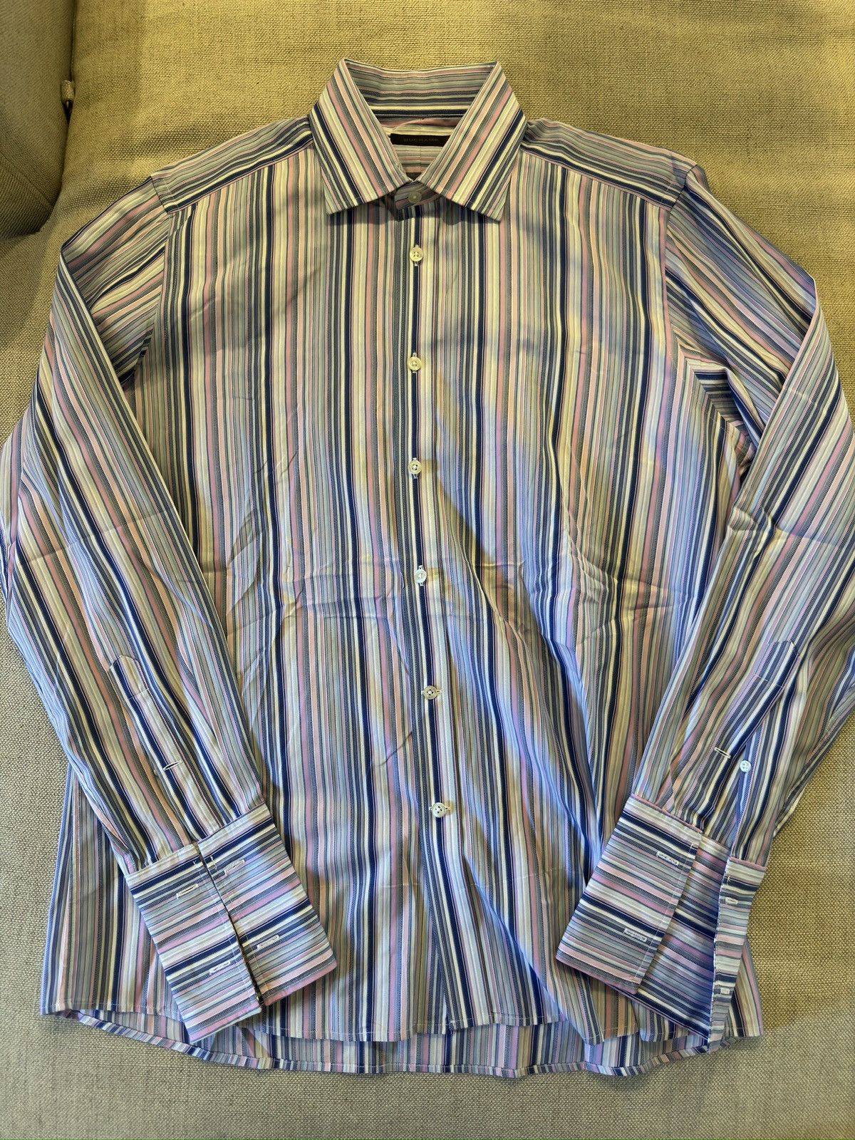 Duchamp London DUCHAMP LONDON Made in Italy French Cuff Sport Shirt Size US XL / EU 56 / 4 - 4 Thumbnail