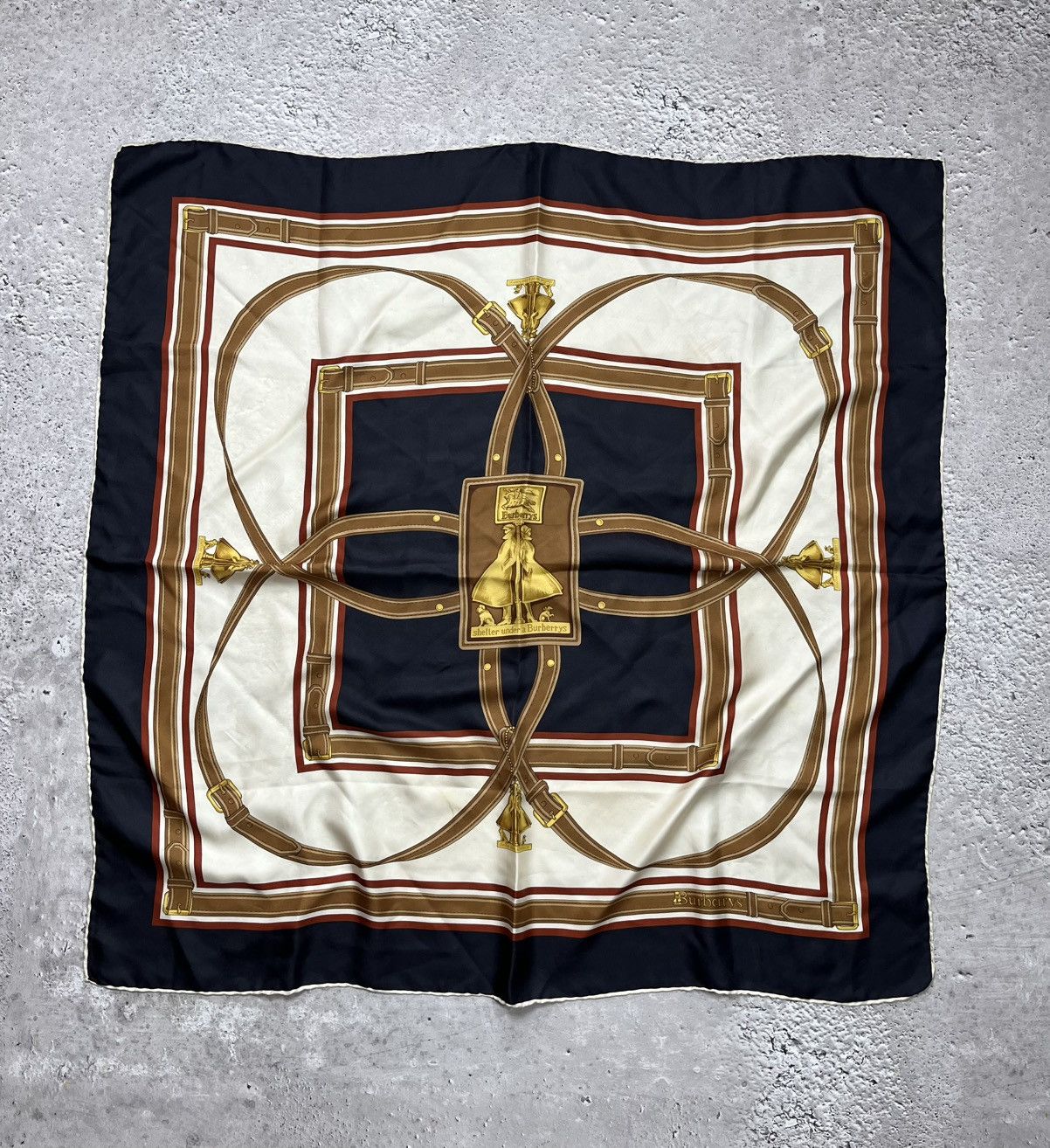 Burberry Vintage Burberry Silk Scarf Equestrian Belt Chain Pattern Size ONE SIZE - 1 Thumbnail