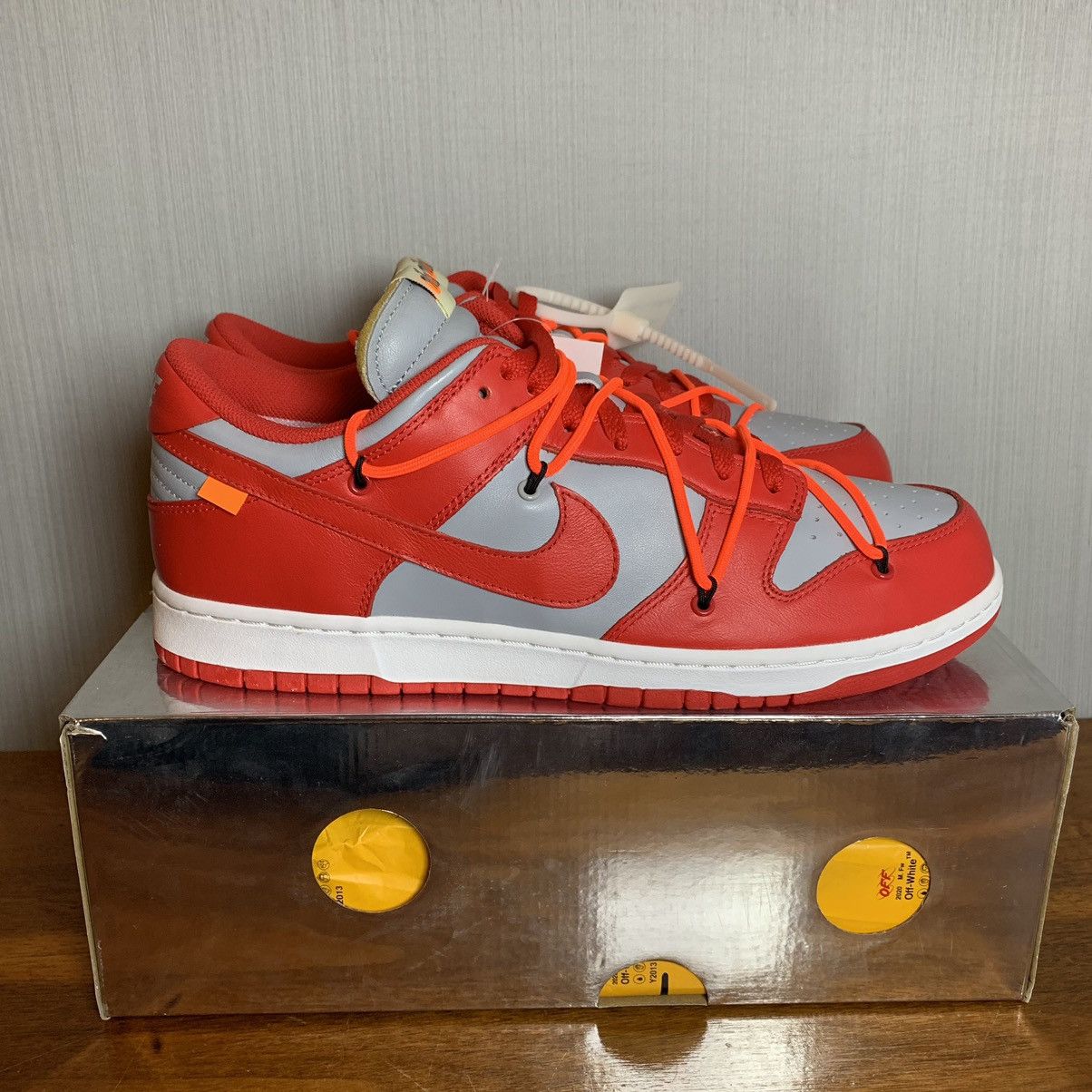 Nike × Off-White × Virgil Abloh Off-White Nike Dunk Low University Red Size US 12 / EU 45 - 6 Thumbnail