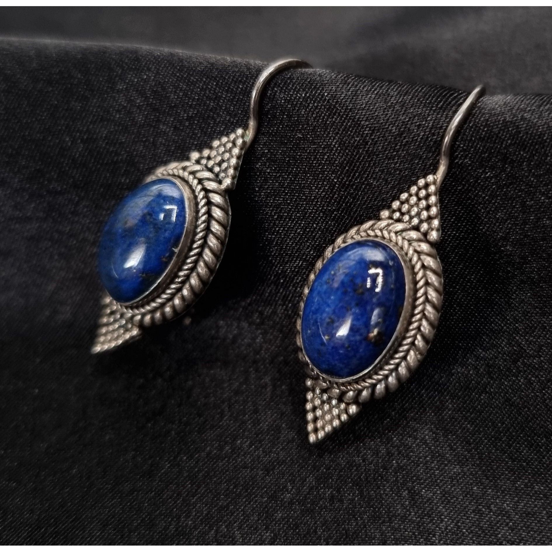 Vintage Early 2000s Lapis Lazuli 925 Sterling Silver Dangle Earrings Size ONE SIZE - 3 Thumbnail