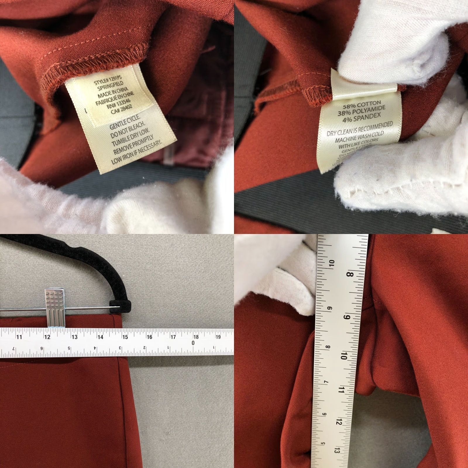 Vintage Ecru Dress Pants Womens Size 2 Skinny Pull On Slim Stretch Brown Flat Front Cotton Blend Dress Pants Women Size 26" / US 2 / IT 38 - 8 Thumbnail