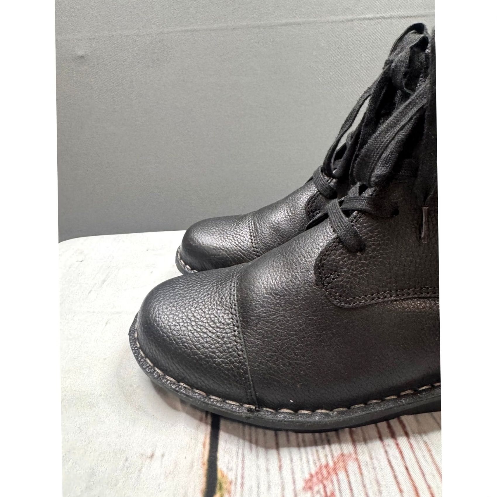 Clarks Clarks Ankle Boots Womens Black Leather Lace Up Side Zip 8.5M Size US 10 / IT 40 - 3 Thumbnail