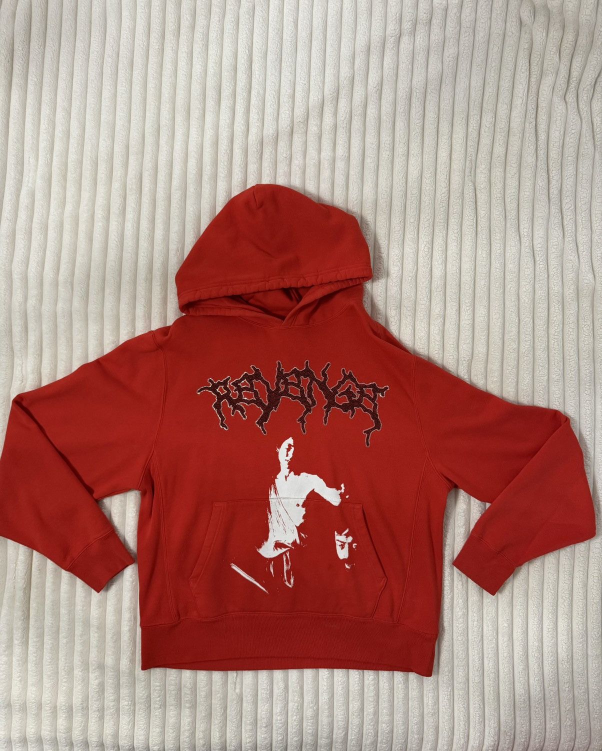 Revenge red rhinestone hoodie sale