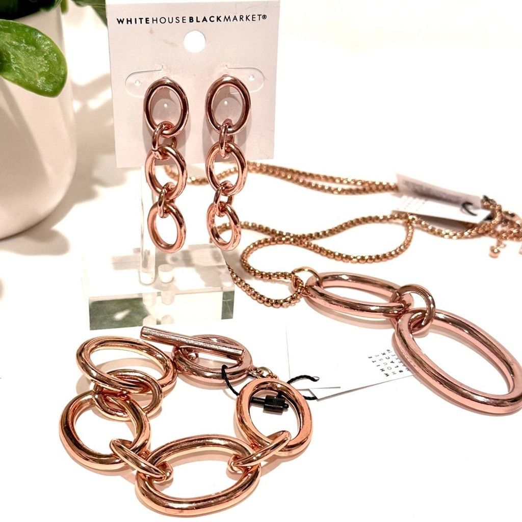 White House Black Market WHBM Rose Gold Oval Link Toggle Bracelet NWT Size ONE SIZE - 7 Thumbnail