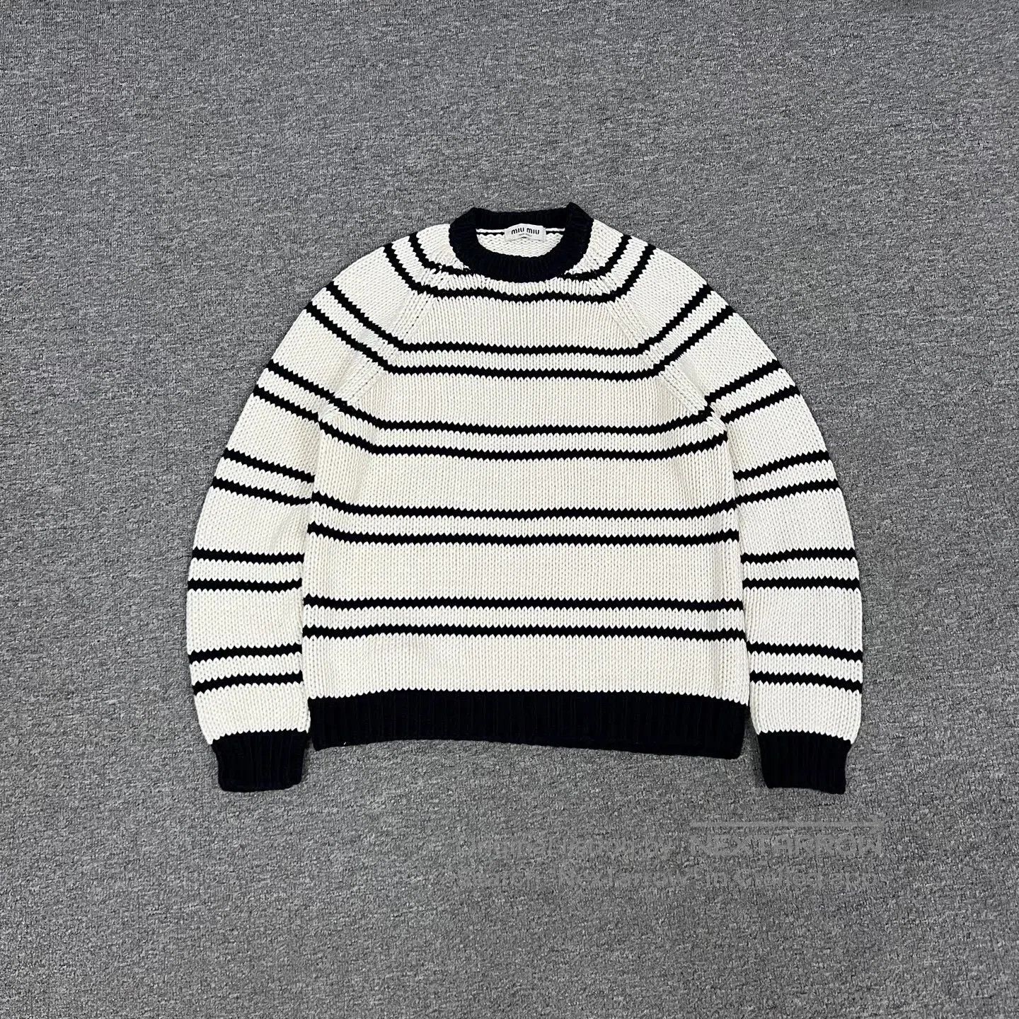 Miu Miu miu miu size 40 Black and white stripes; knitted sweater| Size L / US 10 / IT 46 - 2 Thumbnail