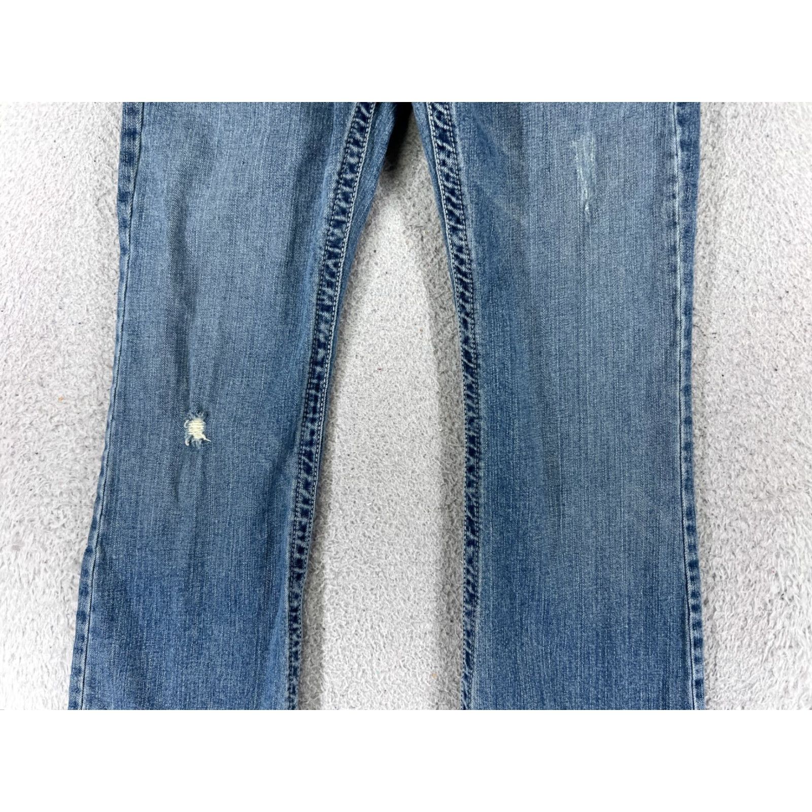 Vintage Cruel Girl Jeans Womens 3 Blue Denim Flared Slim Low Rise 27x31 Distressed 5-Pocket Cotton Blend Machine Washable Size 26" / US 2 / IT 38 - 3 Thumbnail