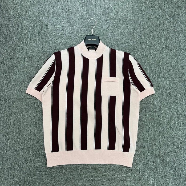Prada Striped Short Sleeve Knit Top