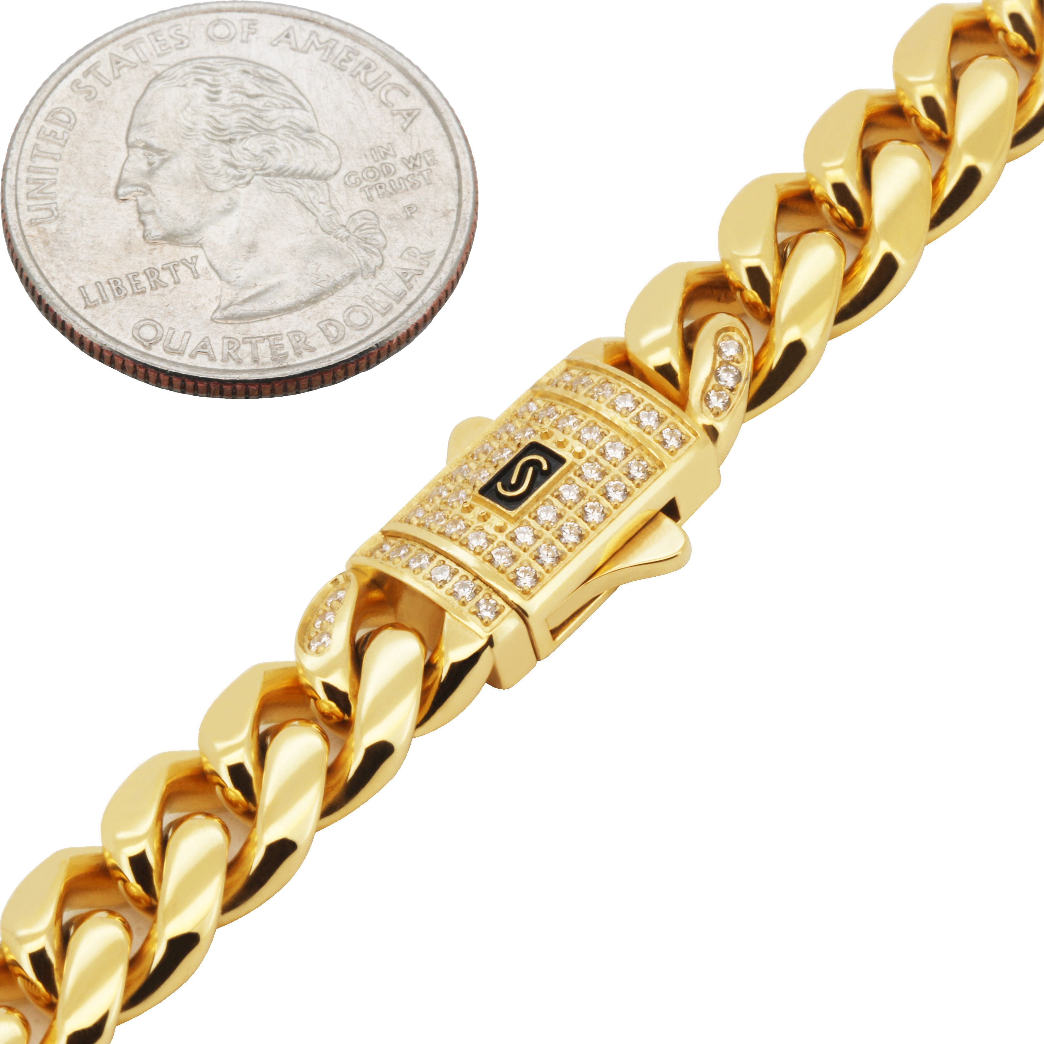 Other 316L SS 18kGP AAA CZ 8mm Miami Cuban Link Chain Necklace 20" Size ONE SIZE - 2 Thumbnail