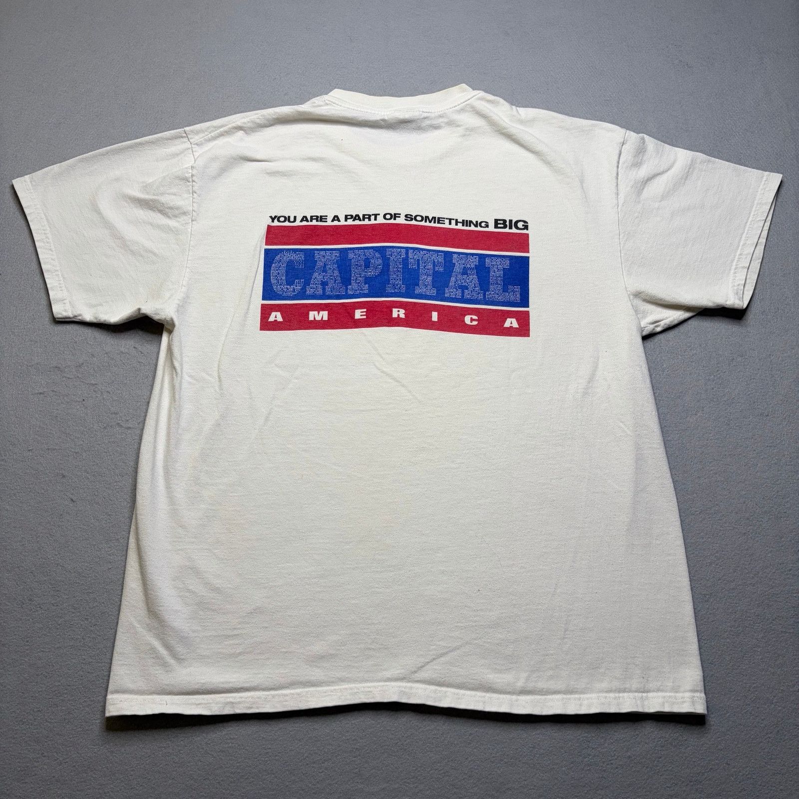 Hanes Vintage Capital America T Shirt Mens XL White Eagle USA 90s Size US XL / EU 56 / 4 - 6 Thumbnail