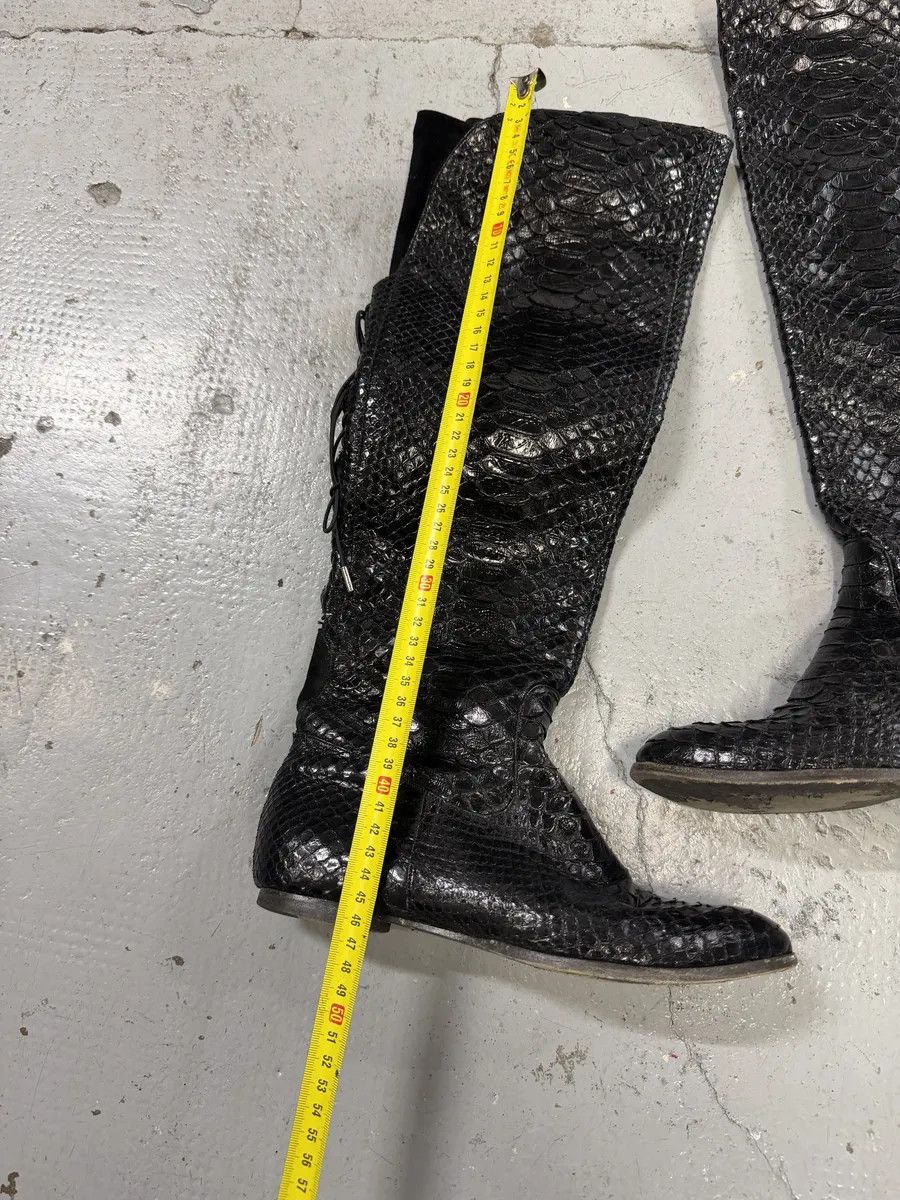 Roberto Cavalli Roberto Cavalli Black Python Leather Ankle Boots Size US 7.5 / IT 37.5 - 11 Thumbnail