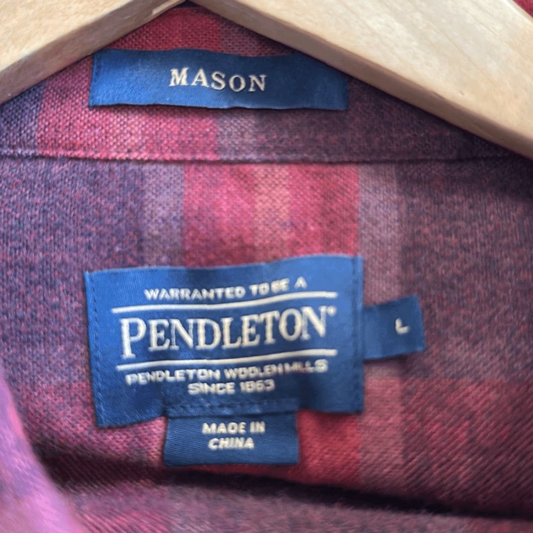 Pendleton VINTAGE Pendleton Mason Red Plaid Flannel Shirt L Red 100% Cotton Mens Long Sleeve Button-Up Cabincore Size US L / EU 52-54 / 3 - 5 Thumbnail