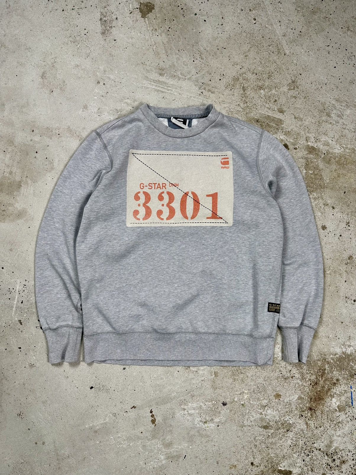 G-Star × Japanese Brand × Vintage Vintage Y2K G Star Raw 3301 Grey Crewneck Sweatshirt Size US XL / EU 56 / 4 - 1 Thumbnail
