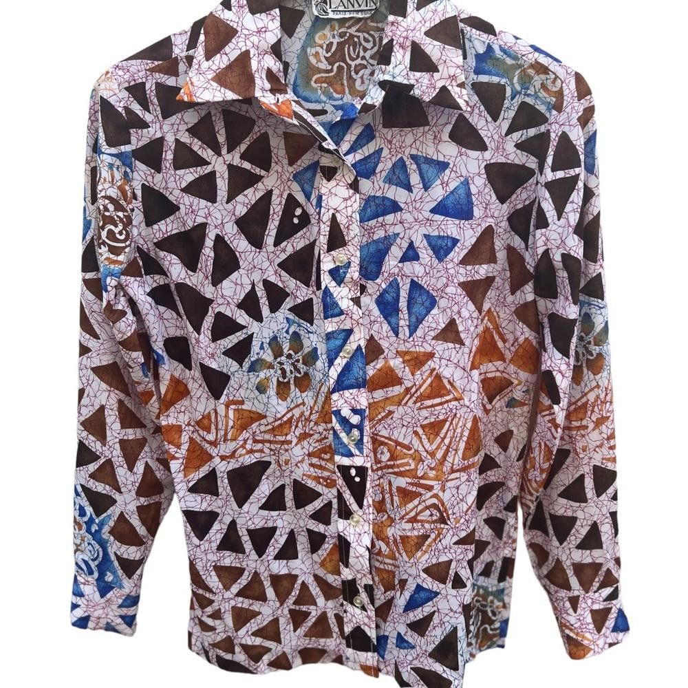 Lanvin Lanvin Vintage Geometric Print Button Down Shirt Size Small Size S / US 4 / IT 40 - 4 Thumbnail