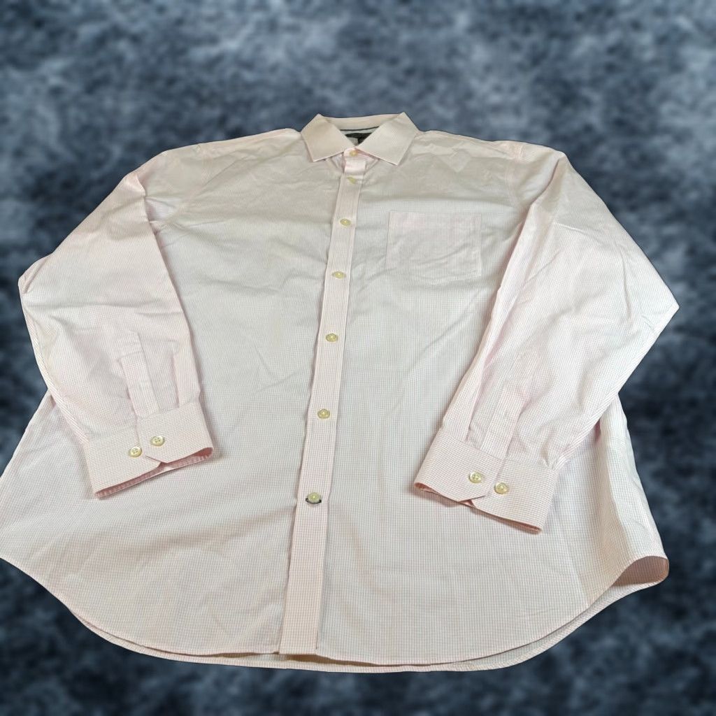 Banana Republic VINTAGE Banana Republic Dress Shirt Pink Check Mens XL Non-Iron Classic Fit Button-Up Long Sleeve Size 46R - 1 Thumbnail